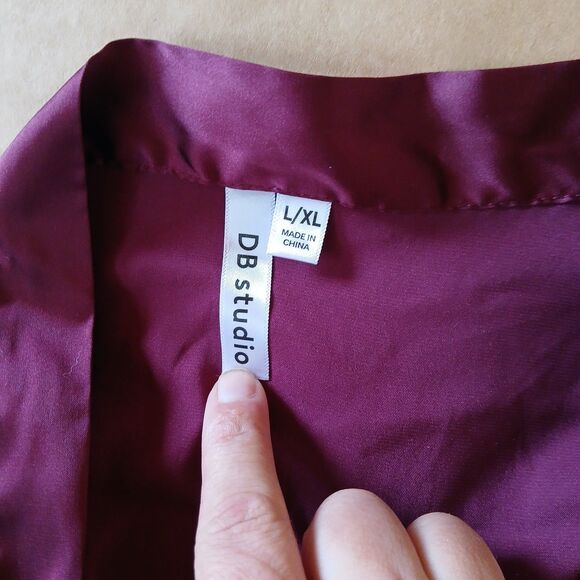 DB Studio Davids Bridal Belted Satin & Lace Purple Robe L/XL Sleepwear - Picture 3 of 5